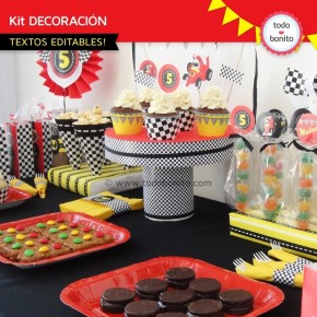 Autos de Carrera: decoración de fiesta para imprimir