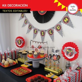 Autos de Carrera: decoración de fiesta para imprimir