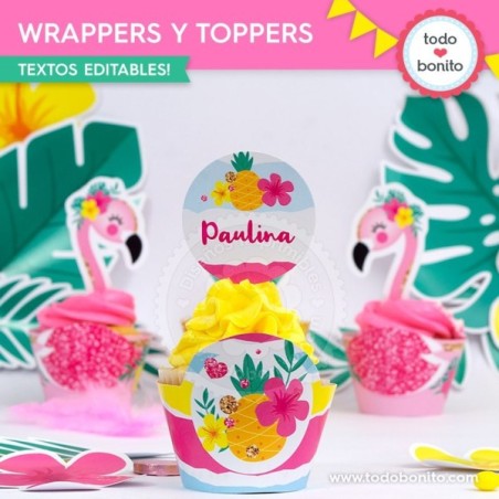 Flamencos y ananá: wrappers y toppers