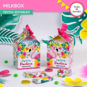 Flamencos y ananá: cajita milkbox