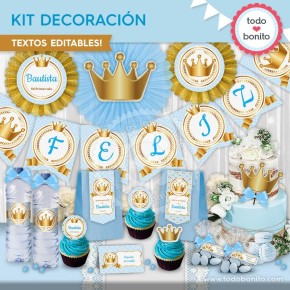 Coronita celeste: kit imprimible decoración de fiesta