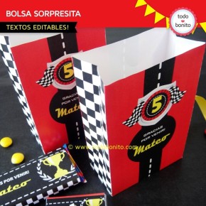 Autos de Carrera:bolsa sorpresita para imprimir