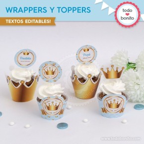 Coronita celeste: wrappers y toppers para cupcakes