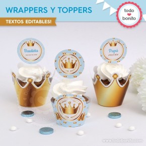 Coronita celeste: wrappers y toppers para cupcakes