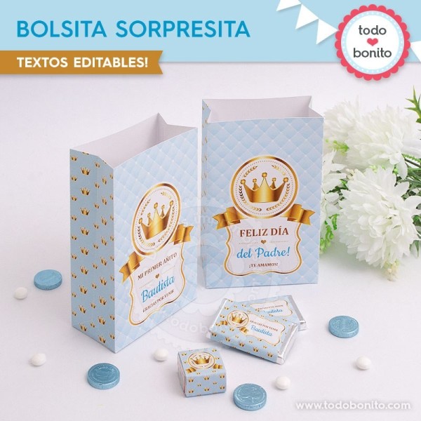 Coronita celeste: bolsa sorpresita para imprimir