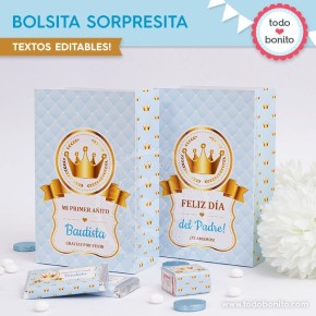 Coronita celeste: bolsa sorpresita para imprimir