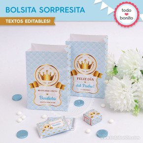 Coronita celeste: bolsa sorpresita para imprimir