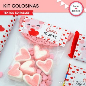 Cerdito: kit etiquetas de golosinas