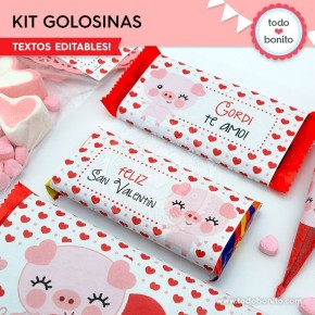 Cerdito: kit etiquetas de golosinas