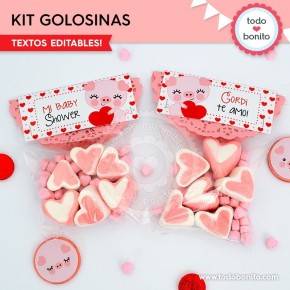 Cerdito: kit etiquetas de golosinas