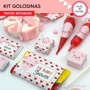 Cerdito: kit etiquetas de golosinas