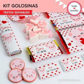 Cerdito: kit etiquetas de golosinas