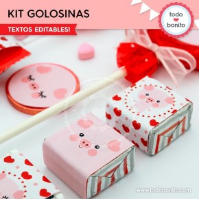 Cerdito: kit etiquetas de golosinas