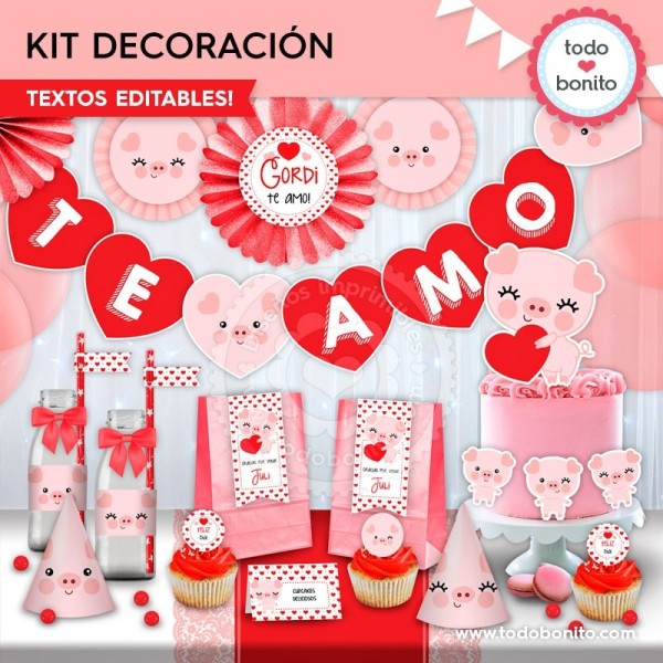 Cerdito: kit imprimible decoración de fiesta