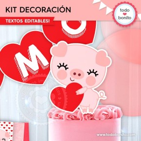 Cerdito: kit imprimible decoración de fiesta