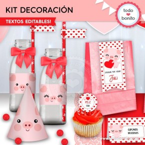 Cerdito: kit imprimible decoración de fiesta