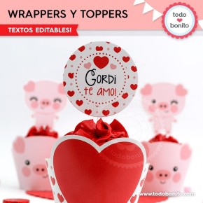 Cerdito: wrappers y toppers