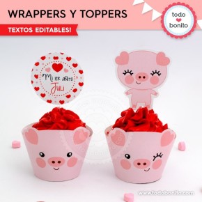 Cerdito: wrappers y toppers