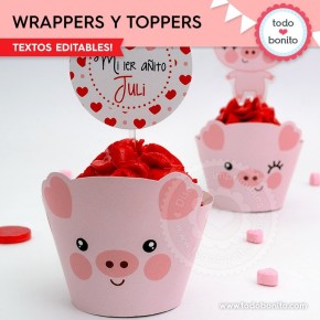 Cerdito: wrappers y toppers