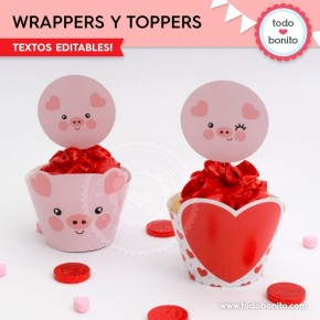 Cerdito: wrappers y toppers