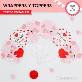 Cerdito: wrappers y toppers