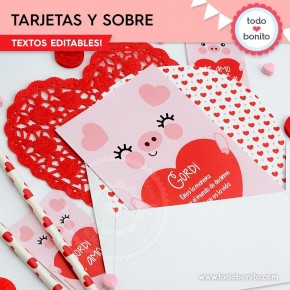 Cerdito: tarjeta y sobre