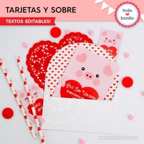 Cerdito: tarjeta y sobre