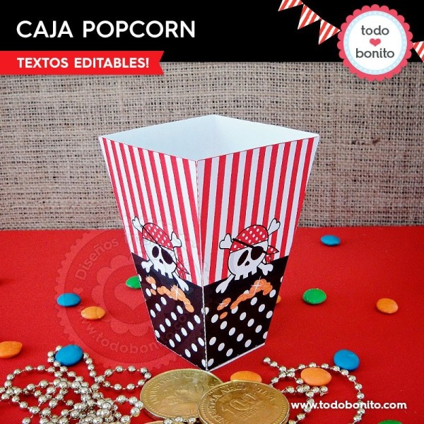 Piratas: Caja popcorn para imprimir