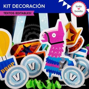 Fortnite: kit imprimible decoración de fiesta