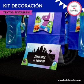 Fortnite: kit imprimible decoración de fiesta