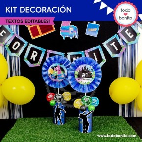 Fortnite: kit imprimible decoración de fiesta