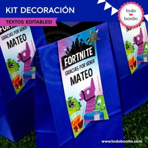 Fortnite: kit imprimible decoración de fiesta