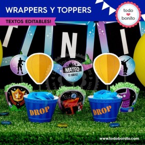 Fortnite:  wrappers y toppers cupcakes