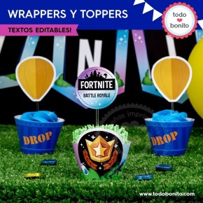 Fortnite:  wrappers y toppers cupcakes