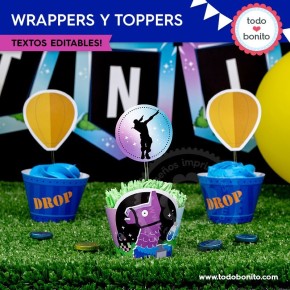 Fortnite:  wrappers y toppers cupcakes