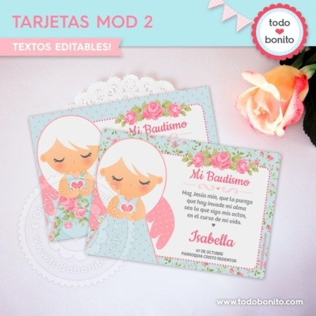 Shabby Chic aqua+rosa: estampita religiosa MOD 2