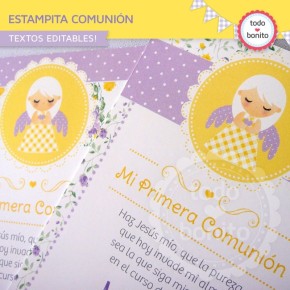 Shabby Chic violeta y amarillo : estampita