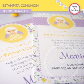 Shabby Chic violeta y amarillo : estampita