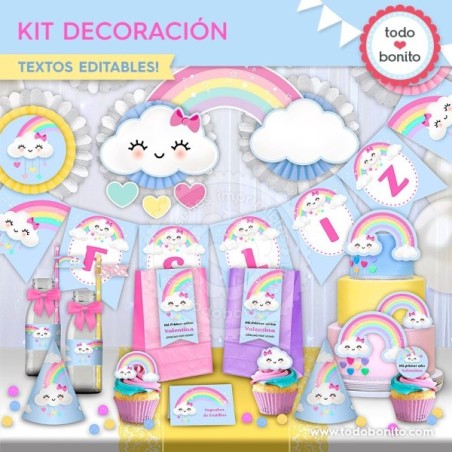 Lluvia de amor: kit imprimible decoración de fiesta