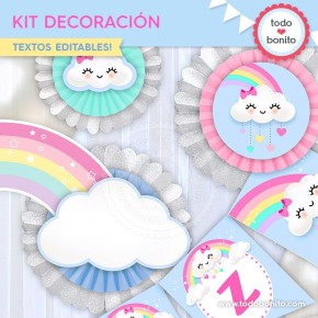 Lluvia de amor: kit imprimible decoración de fiesta