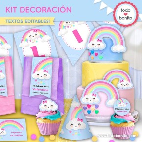 Lluvia de amor: kit imprimible decoración de fiesta