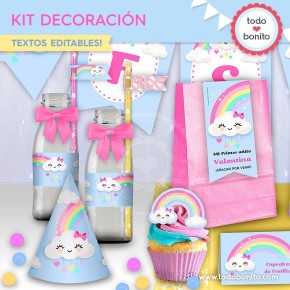 Lluvia de amor: kit imprimible decoración de fiesta