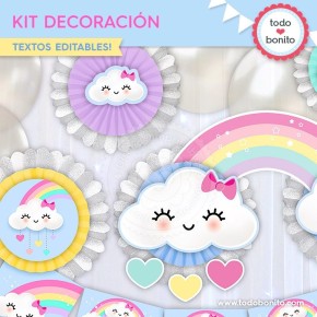 Lluvia de amor: kit imprimible decoración de fiesta