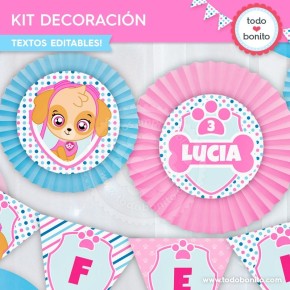 Cachorros Skye: kit imprimible decoración de fiesta