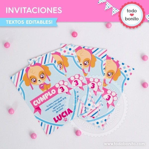 Cachorros Skye: invitación para imprimir