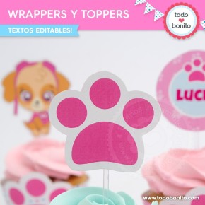 Cachorros Skye: wrappers y toppers para cupcakes