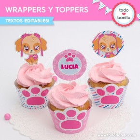 Cachorros Skye: wrappers y toppers para cupcakes