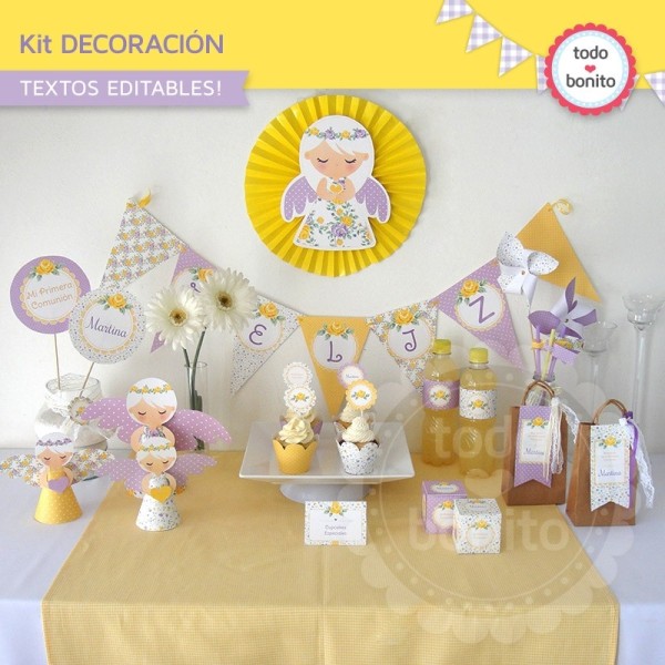 Shabby Chic violeta y amarillo: Kit decoración