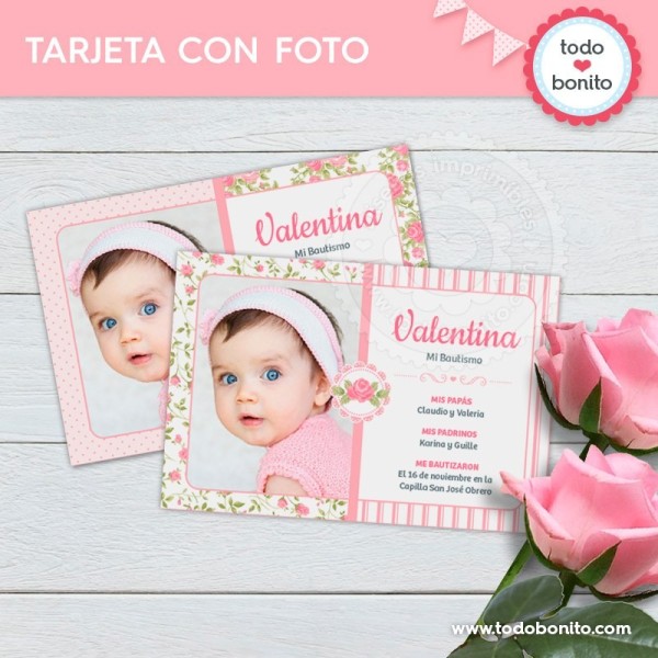 Shabby Chic Rosa: estampita con foto