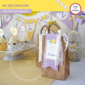 Shabby Chic violeta y amarillo: Kit decoración